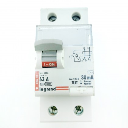 Legrand Tenby 08630 63A 63 Amp 30mA RCD 2 Double Pole Circuit Breaker Type AC